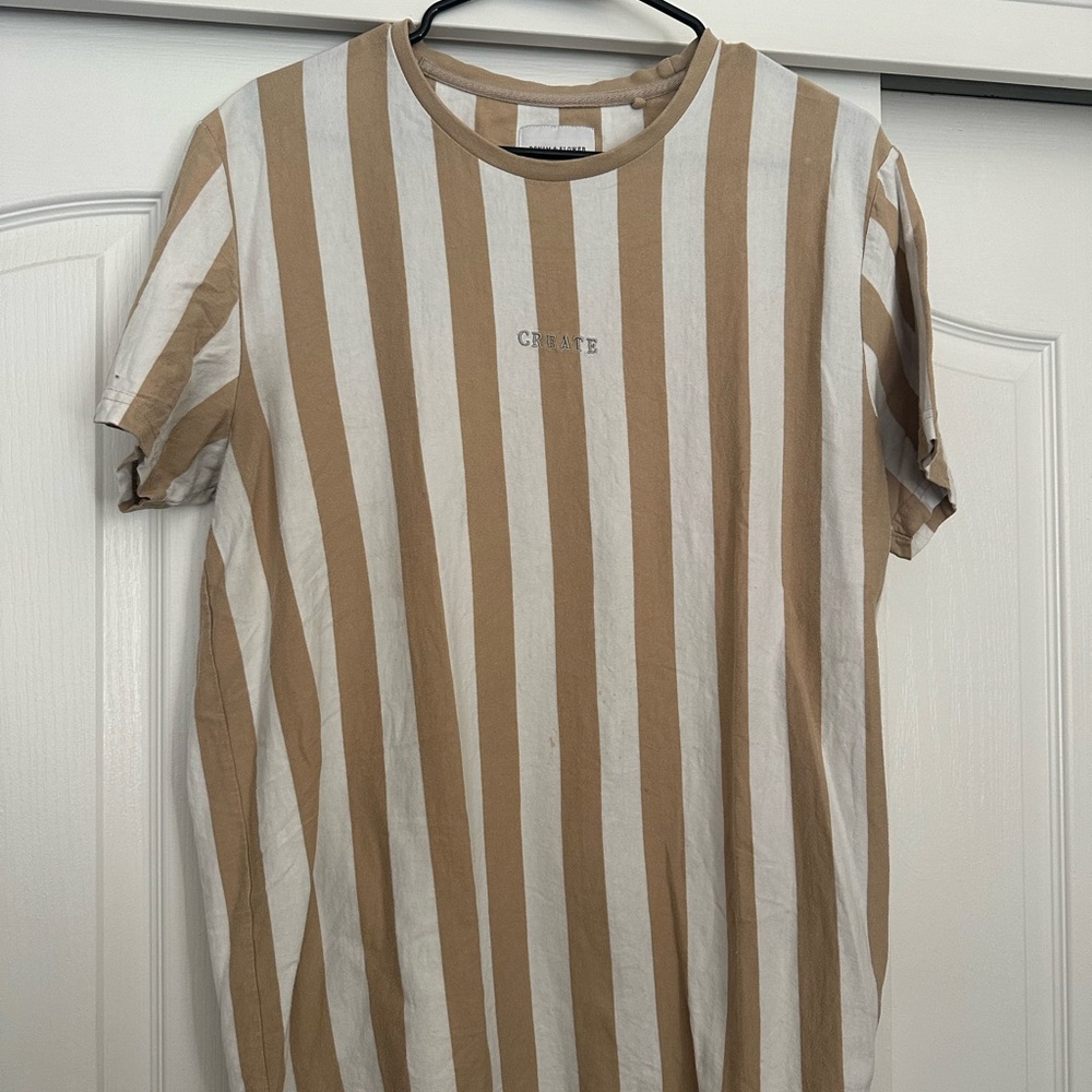 Denim & Flower Tan and White Striped Tee